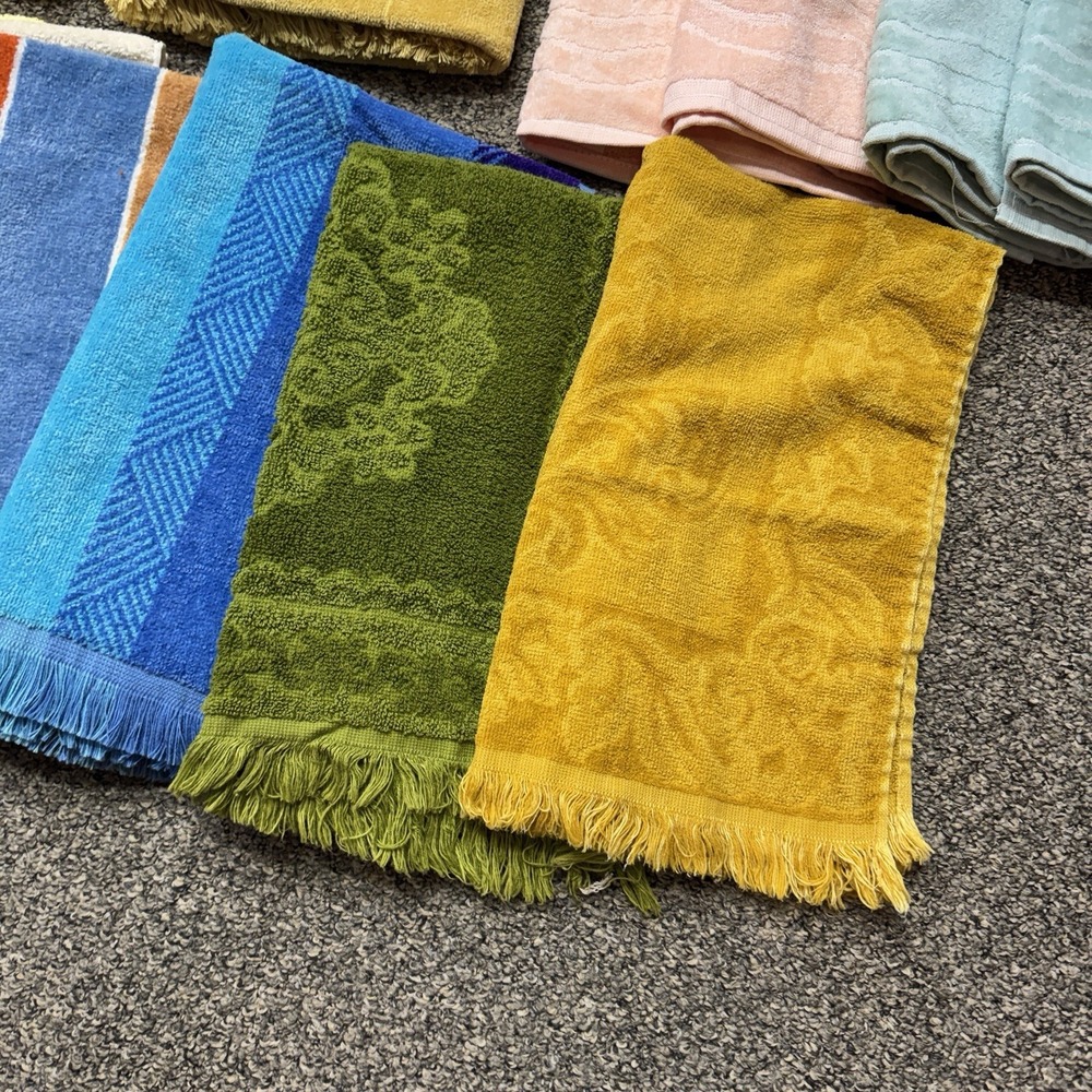 20 Vintage Towels Lot Retro MCM USA Fingertip Hand Bath Towel Wash Cloth - Picture 6 of 9